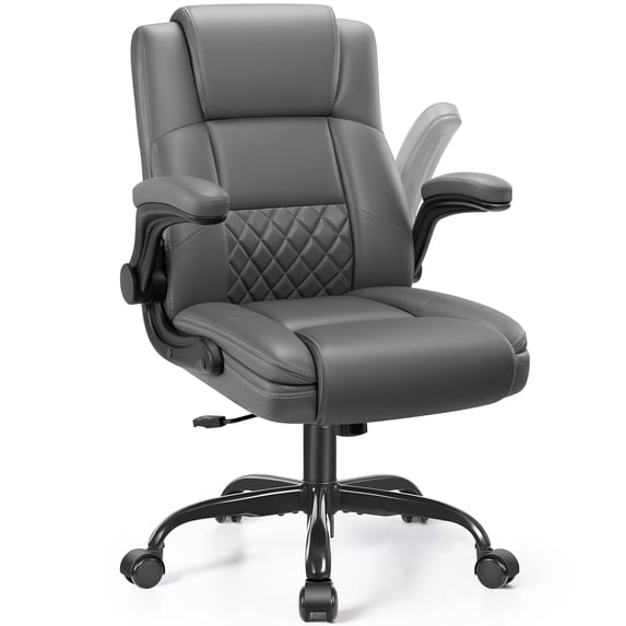 COOLHUT Office Chair, Executive Leather Chair Home Office Desk Chairs, Computer Chair with Adjustable Flip-up Padded Arms, Lumbar Support Swivel Desk Chair with Adjustable Hight and Tilt