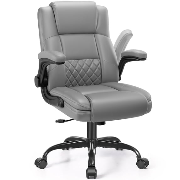 COOLHUT Office Chair, Executive Leather Chair Home Office Desk Chairs, Computer Chair with Adjustable Flip-up Padded Arms, Lumbar Support Swivel Desk Chair with Adjustable Hight and Tilt