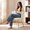COOLHUT Petal Velvet Vanity Chair, Flower Cute Girls Mack Up Vanity Stool Chair with Lumber Pillow and Adustable Gold Legs, Upholstered Small Desk Chair for Living Room Bedroom Home Office