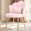 COOLHUT Petal Velvet Vanity Chair, Flower Cute Girls Mack Up Vanity Stool Chair with Lumber Pillow and Adustable Gold Legs, Upholstered Small Desk Chair for Living Room Bedroom Home Office