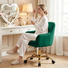 COOLHUT Office Desk Chair with Padded, Velvet Vanity Chair with Back and Wheels, Comfy Home Office Chiar with Gold Legs, Height Adjustable, Rolling Chair for Vanity Room, Makeup Room, Bedroom