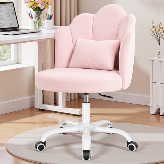 COOLHUT Office Desk Chair, Vanity Chair Velvet Petal Office Chair, Modern Home Office Chair, Height Adjustable Computer Chair for Bedroom Living Room