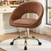 COOLHUT Home Office Desk Chairs, Adjustable Swivel Vanity Chair, Modern Makeup Velvet Vanity Chairs, Rolling Vanity Chair with Golden Base for Bedroom, Living Room, Computer Room