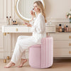 COOLHUT Velvet Swivel Vanity Chair with Storage, Upholstered Vanity Stool with Back, No Assembly Small Accent Stool, Accent Makeup Chair for Bedroom, Living Room and Dressing Area
