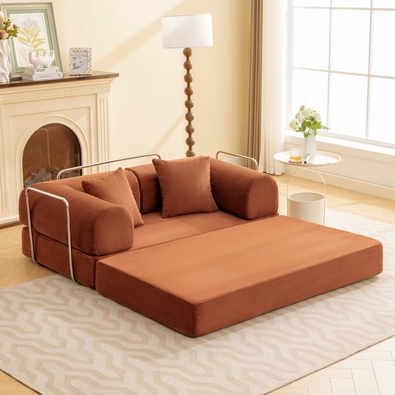 COOLHUT Combination Sofa, High Rebound Density Sponge Sofa Couch, Two Forms Floor Couch Three Seats Sofa Bed for Living Room, Bedroom