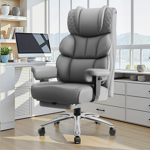 CoolHut Big and Tall Office Chair 400LBS, Adjustable Headrest Ergonomic Computer Desk Chair, Executive Leather Chair with Adjustable Armrest, High Back Office Chair Havy Duty Design