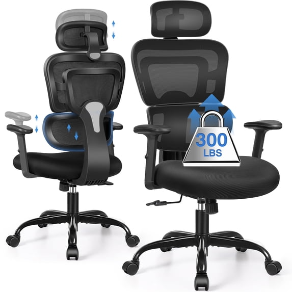 COOLHUT Ergonomic Office Chair, High Back Desk Chair, Breathable Mesh Computer Chair with Lumbar Support, Comfy Foam Cushion Home Office Chair
