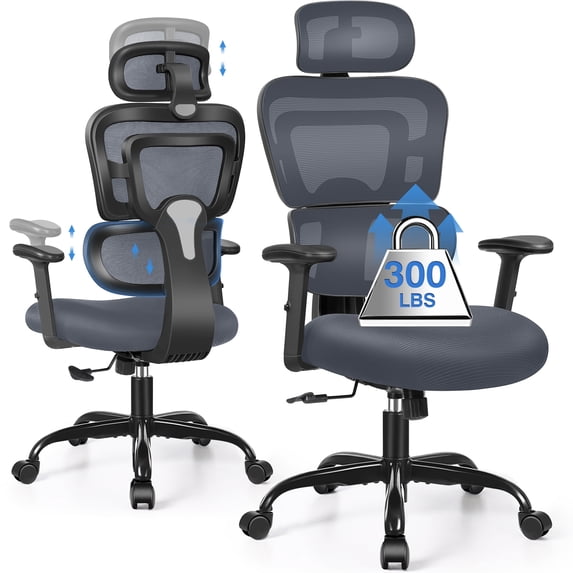 COOLHUT Ergonomic Office Chair, High Back Desk Chair, Breathable Mesh Computer Chair with Lumbar Support, Comfy Foam Cushion Home Office Chair