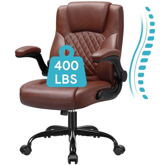 COOLHUT Leather Office Chair, Big and Tall Office Chair 400LBS Wide Seat Ergonomic Computer Desk Chair High Back Executive Leather Chair Adjustable Task Chair Lumbar Back with 8-Year Warranty