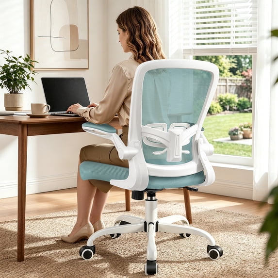 COOLHUT Ergonomic Office Chair, Home Office Desk Chair, Comfort Mesh Task Chair with Adjustable Lumbar Support and Flip up Arms