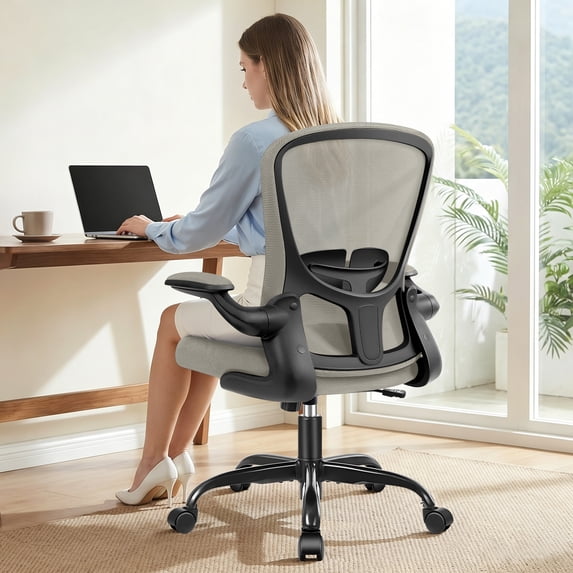 COOLHUT Office Chair, Ergonomic Desk Chair with Adjustable Lumbar Support, High Back Mesh Computer Chair with Flip-up Armrests-BIFMA Passed Task Chairs, Executive Chair for Home Office