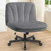 COOLHUT 26" W Criss Cross Chair with Wheels, Cross Legged Office Chair, Armless Adjustable Vanity Desk Chair, Wide Seat and 2-Layer Cushions, Velvet Fabric