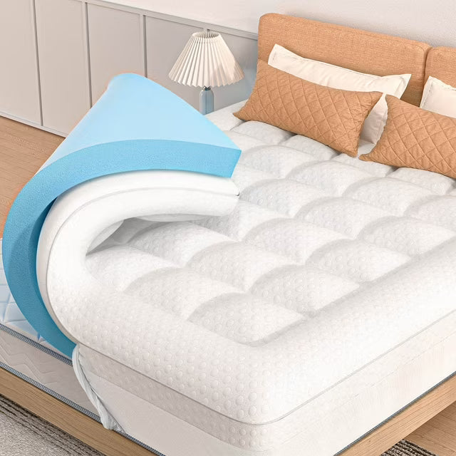 COOLHUT 4" Dual Layer Gel Memory Foam Mattress 2-Inch Cooling Gel Memory Foam Plus 2-Inch 100% 400TC Ultra Thick Soft Mattress Pillow Cover