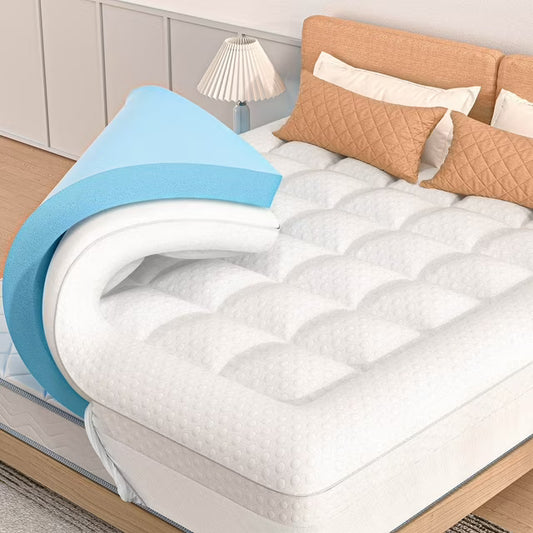COOLHUT 4" Dual Layer Gel Memory Foam Mattress 2-Inch Cooling Gel Memory Foam Plus 2-Inch 100% 400TC Ultra Thick Soft Mattress Pillow Cover
