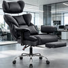COOLHUT Big and Tall PU Leather Office Chair with Adjustable Headrest & Footrest, Executive Computer Desk Chair with 3D Adjustable Padded Armrest, Ergonomic Office Chair with Lumbar Support