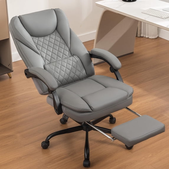 COOLHUT Executive Office Chair, Big and Tall Office Chair with Footrest Reclining Faux Leather Chair High Back Lumbar Support Ergonomic Office Chair with Padded Armrests