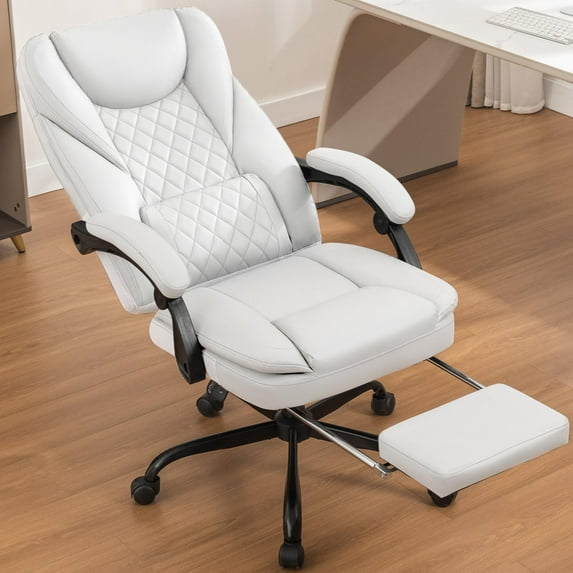 COOLHUT Executive Office Chair, Big and Tall Office Chair with Footrest Reclining Faux Leather Chair High Back Lumbar Support Ergonomic Office Chair with Padded Armrests