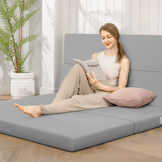 Coolhut Folding Mattress, 4 Inch Queen Memory Foam Mattress Topper, Portable Floor Bed, Travel and Visitor Pad