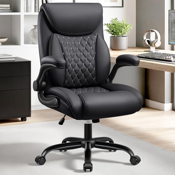 COOLHUT Big and Tall Office Chair 500LBS Wide Seat Ergonomic Computer Desk Chair, High Back Executive PU Leather Chair, Adjustable Armrest and Lumbar Back Support Office Chair