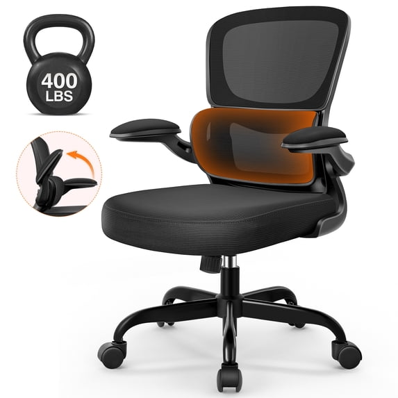 COOLHUT Office Chair, Ergonomic Desk Chair with Lumbar Support and Adjustable Armrests, Breathable Mesh Mid Back Computer Chair, Reclining Task Chair for Home Office