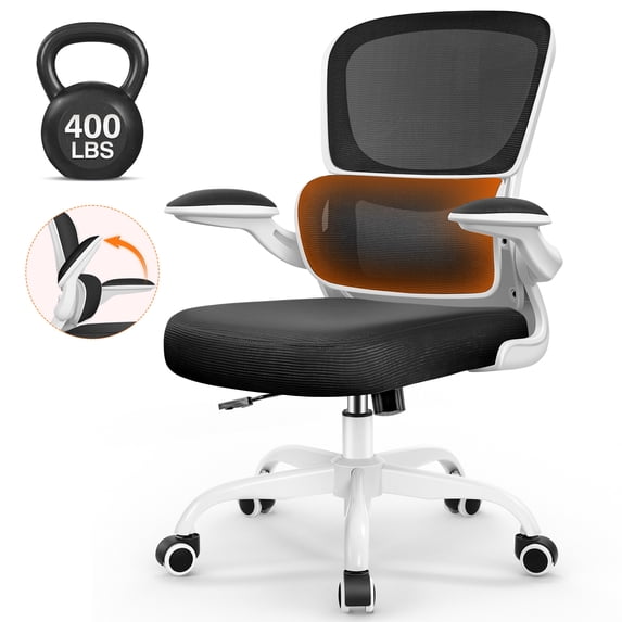 COOLHUT Office Chair, Ergonomic Desk Chair with Lumbar Support and Adjustable Armrests, Breathable Mesh Mid Back Computer Chair, Reclining Task Chair for Home Office