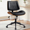 COOLHUT Home Office Chair, Armless Adjustable Height Small Office Desk Chair, PU Leather Swivel Computer Chair, Modern Walnut Bentwood Chair for Office, Reading Meeting Room, Makeup Vanity