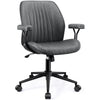 COOLHUT Home Office Chair, PU Leather Ergonomic Computer Desk Chair with Removable Armrests, Mid Century Modren Executive Chair with Lumbar Support, Adjustable Height Rocking Swivel Task Chair, Brown