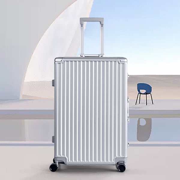 AMZFUN 20 Inch Luggage, Aluminium Frame, PC ABS Hard Shell, Suitcases with Wheels, TSA Lock, No Zipper, Silver