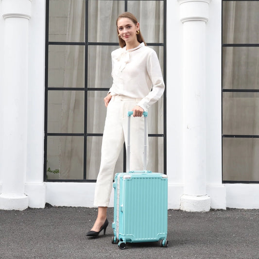 AZMFUN Carry On Luggage, Aluminium Frame, PC ABS Hard Shell, Suitcases with Wheels, TSA Lock, No Zipper, 20In