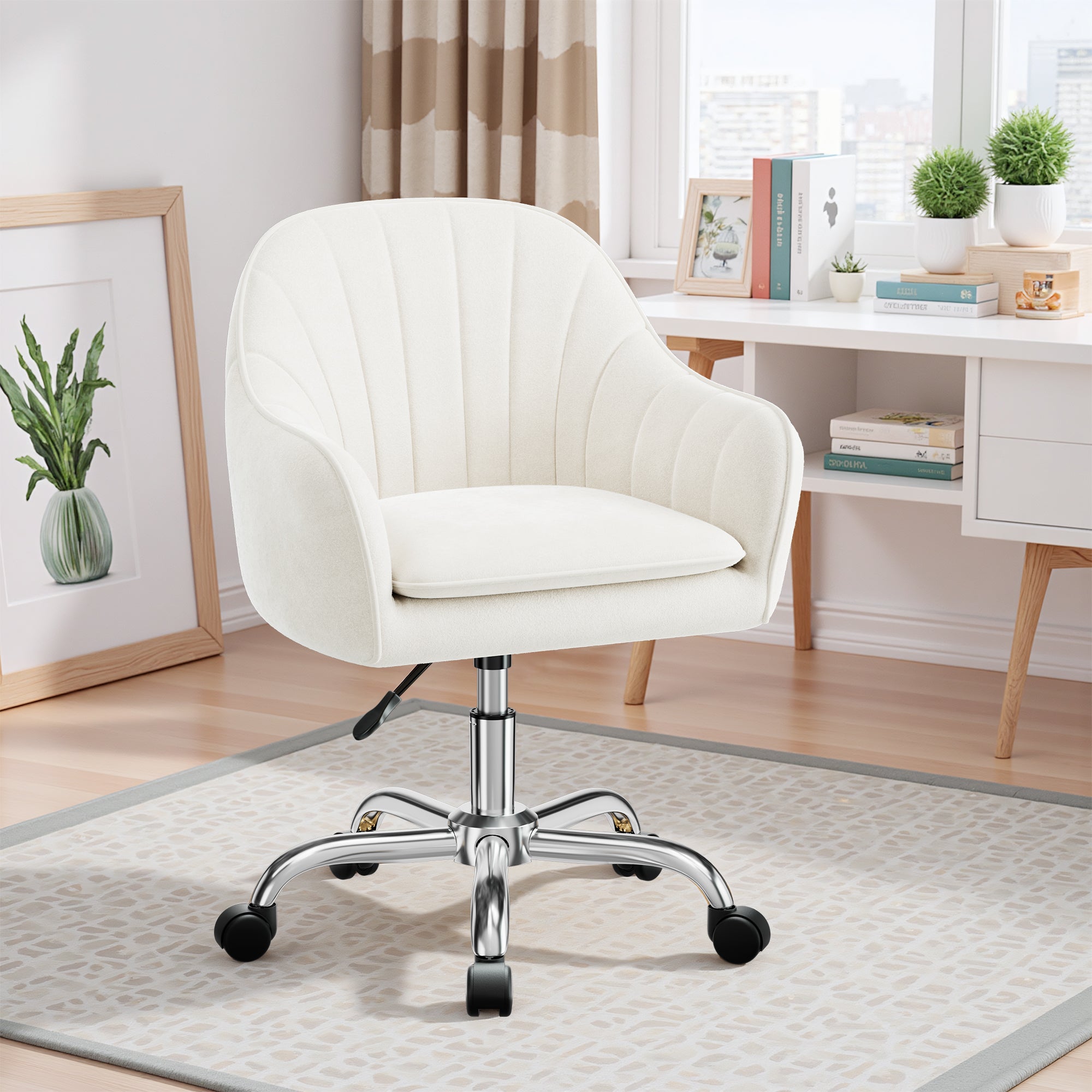 Modern Vanity Chair with Adjustable Height and Comfy Back Support