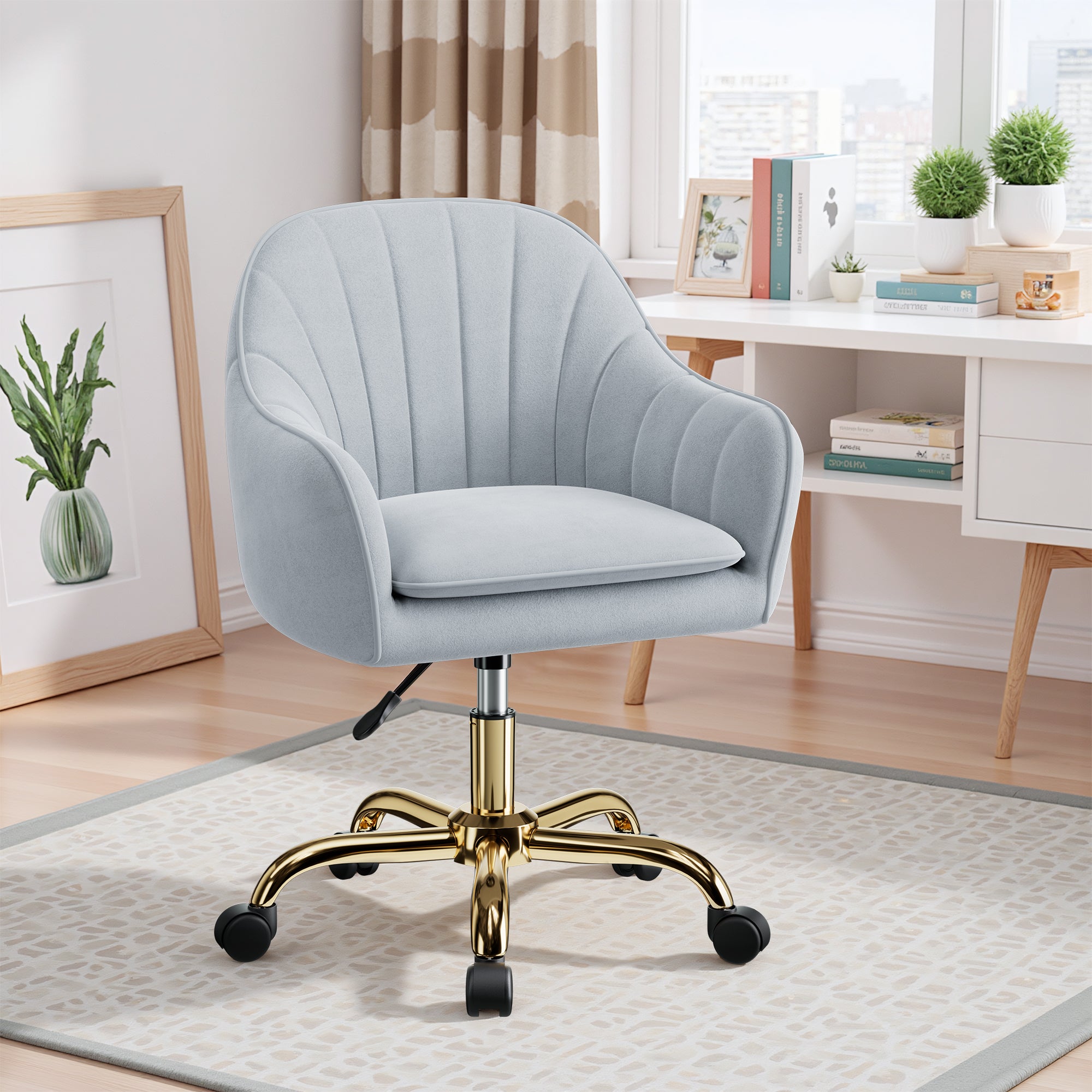 Modern Vanity Chair with Adjustable Height and Comfy Back Support