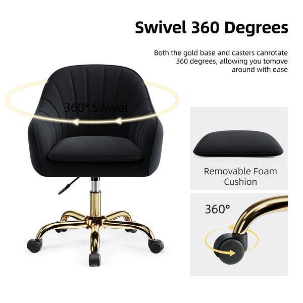 Modern Vanity Chair with Adjustable Height and Comfy Back Support