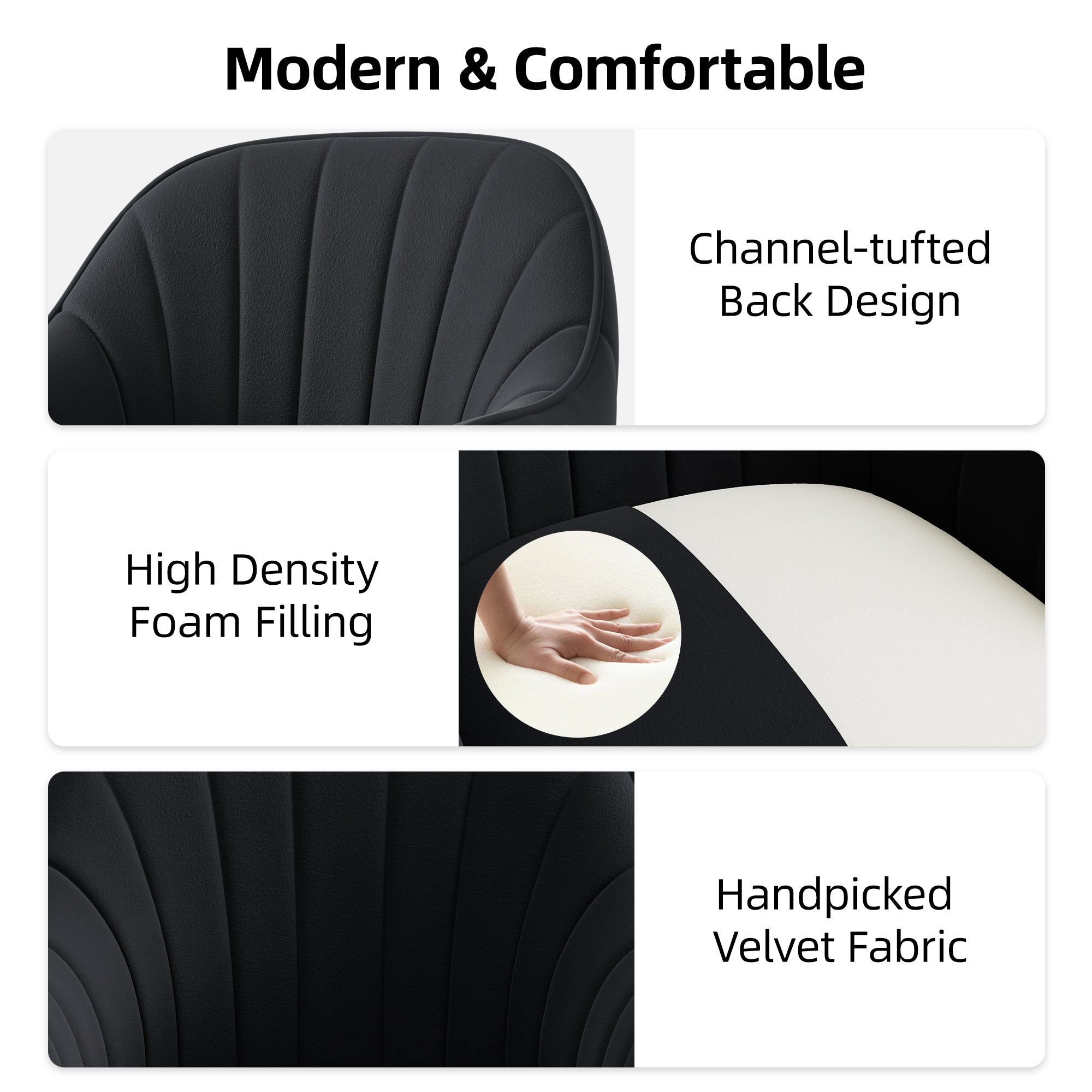 Modern Vanity Chair with Adjustable Height and Comfy Back Support