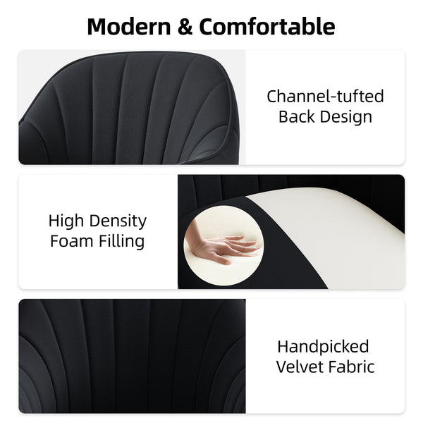 Modern Vanity Chair with Adjustable Height and Comfy Back Support