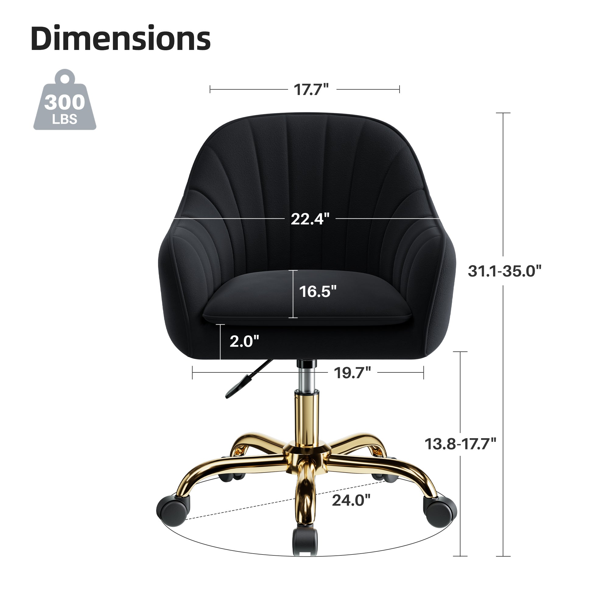 Modern Vanity Chair with Adjustable Height and Comfy Back Support