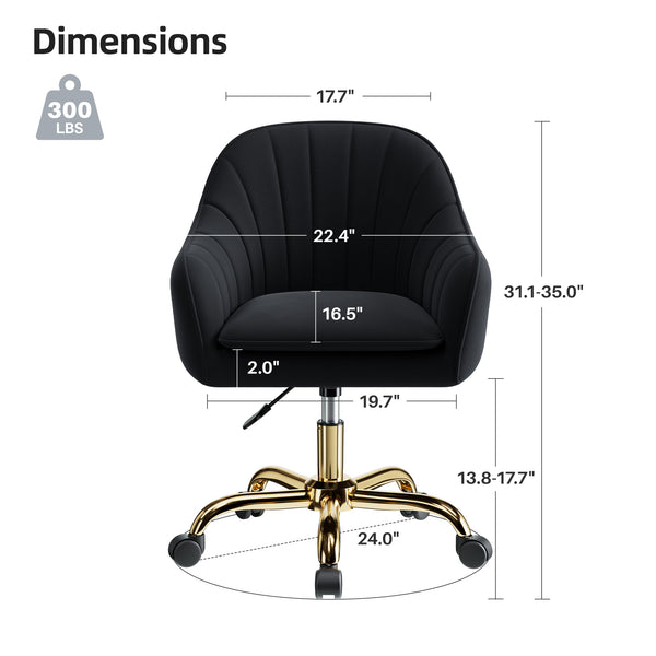 Modern Vanity Chair with Adjustable Height and Comfy Back Support