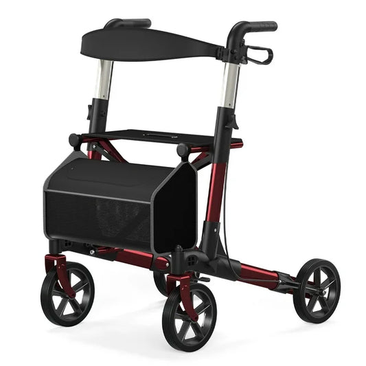 COOLHUT Foldable Rollator Walker for Seniors, All-Terrain Rollator Walker with Soft Padded Seat and Backrest